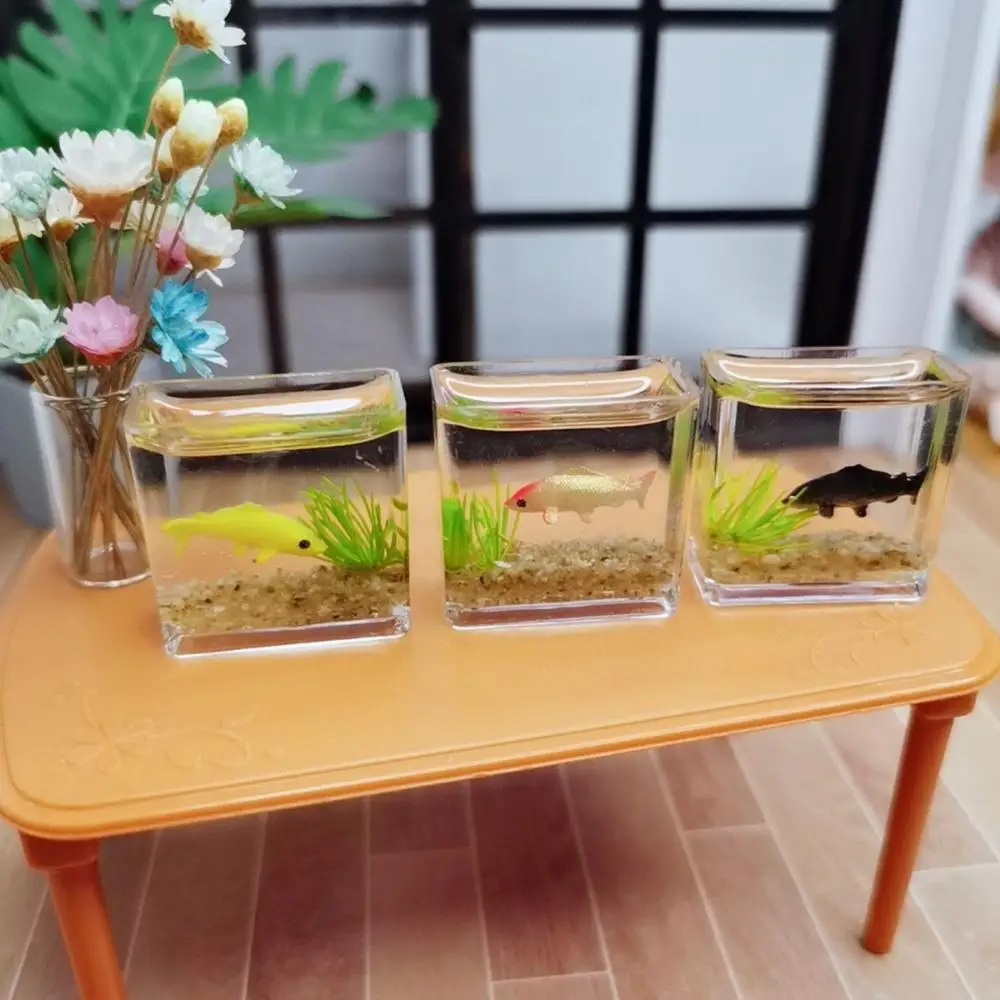 1:12 Desktop Artificial Mini Fish Tank Miniature Aquarium Ornament Dollhouse Decor