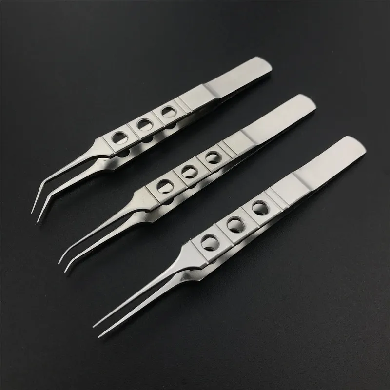 

1pcs Micros Stainless Steel 11CM Dovetailed Straight/bend Head Tweezers Platforms Ophthalmic Forceps