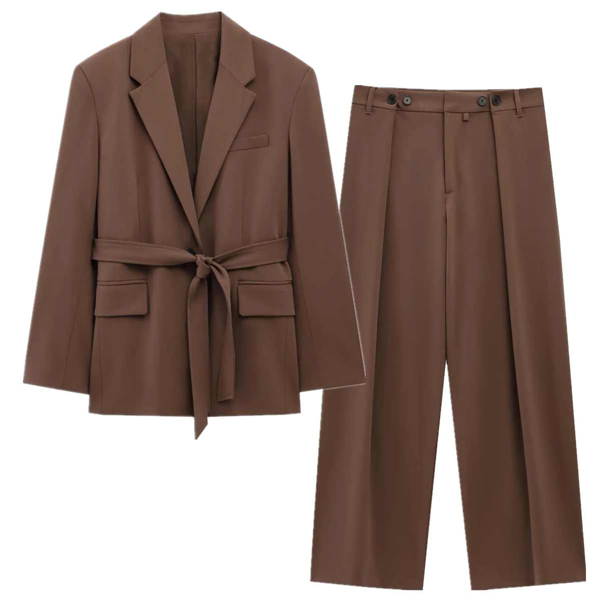 

Jenny&Dave British Fashion Women's Suit Sets Casual Pants Set With Minimalist Button Decoration Casual Pants Blazers Women