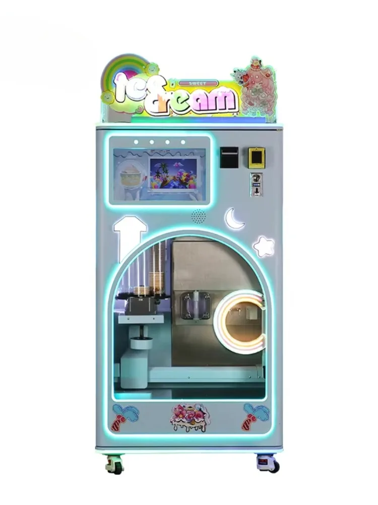 Multi Flavors Self Service Automatic Robot Soft Ice Cream Cup Vending Machine For Sale