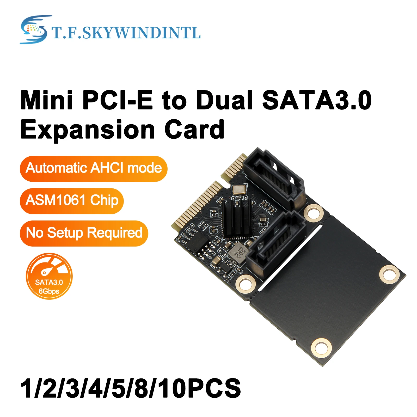 Mini PCI-E to Dual SATA 3.0 Expansion Card ASM1061 Chip PCI-E to SATA3.0 6Gbps Hard Disk Interface Adapter Card Support HDD SSD