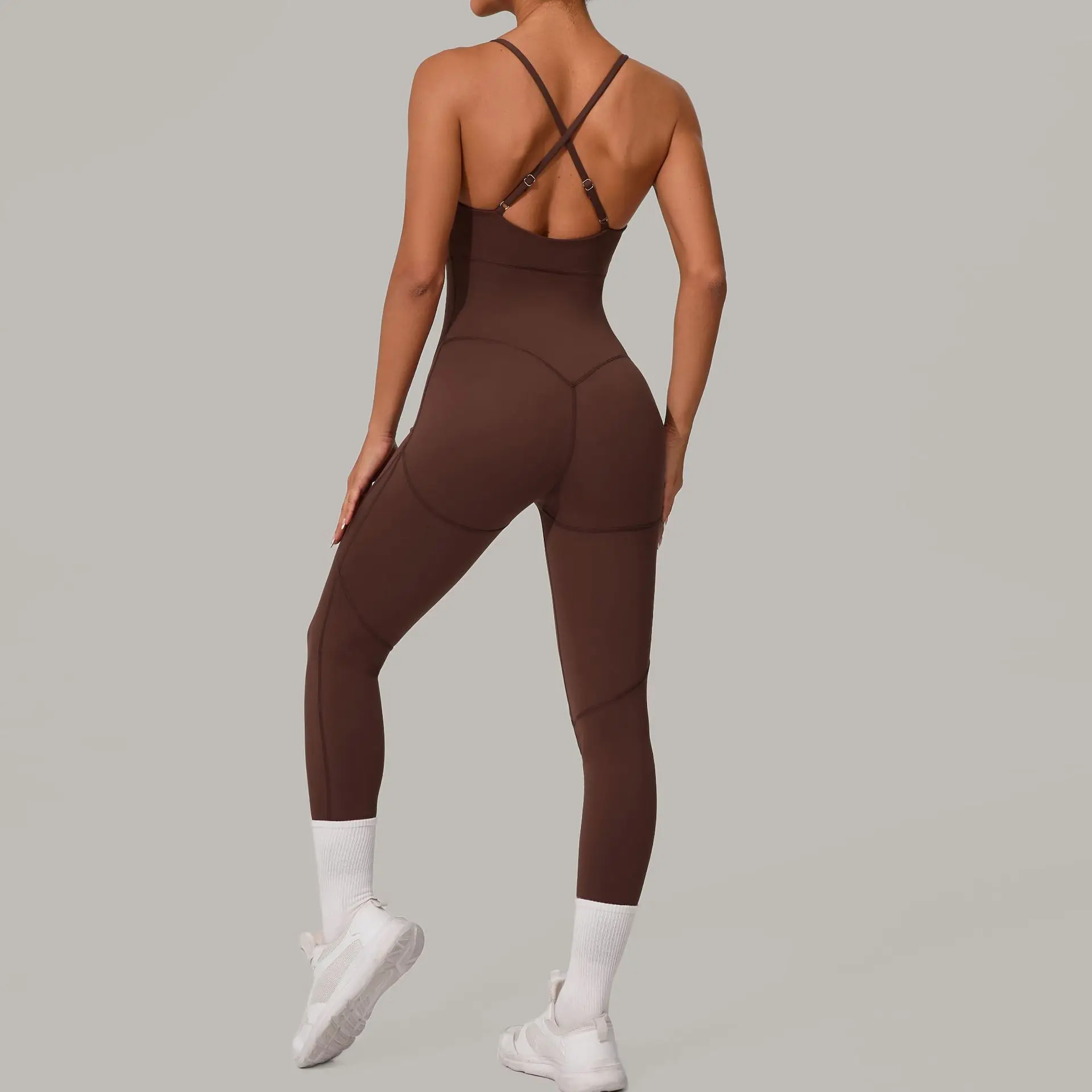 

Sexy Cross Backless Bodycon Sports Jumpsuit Woman Summer One Pieces Gym Outfit Yoga Fitness Overalls Workout Clothing Sportswear