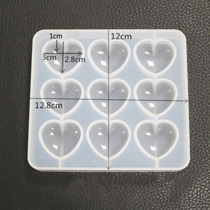 9-Holes Love Heart Silicone Mold Valentine Day Chocolate Cookie Gumpaste Mould