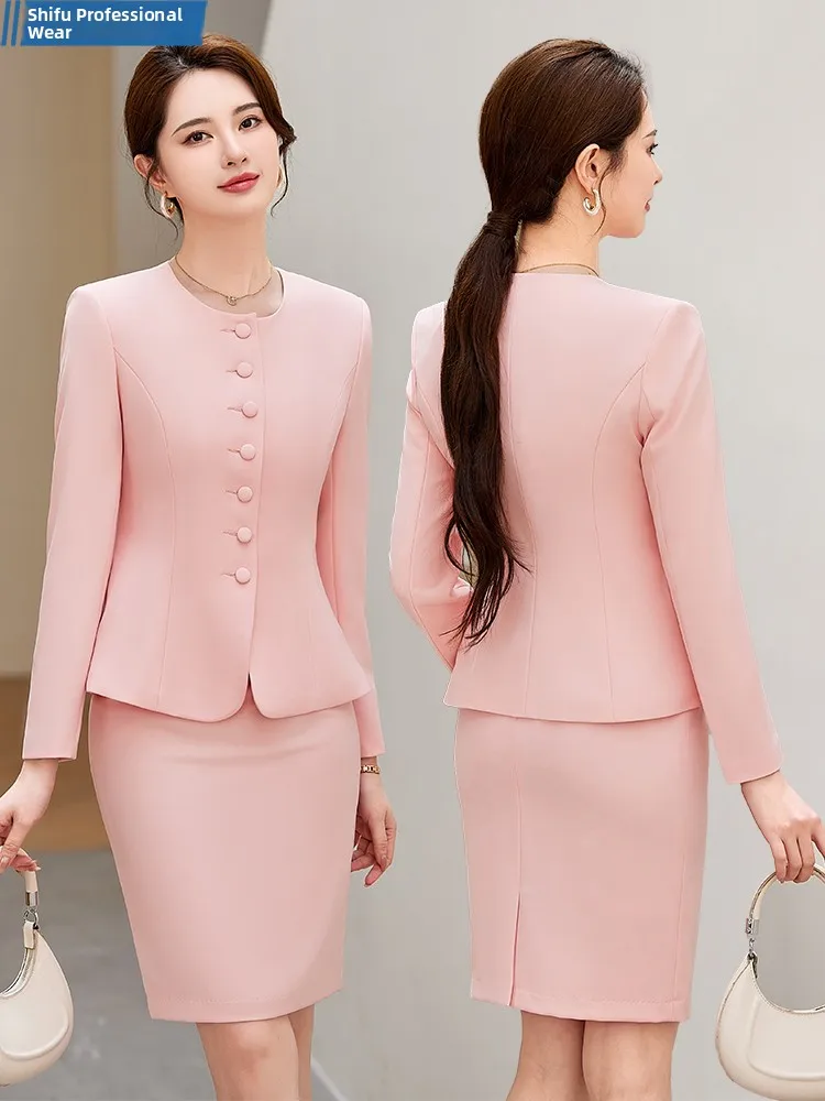 Rosa Anzug-Set für Damen, 2024, neue Herbst-High-End-Arbeit, orm für Hotel, Rezeption, Beau Therapeut, Juweliergeschäft