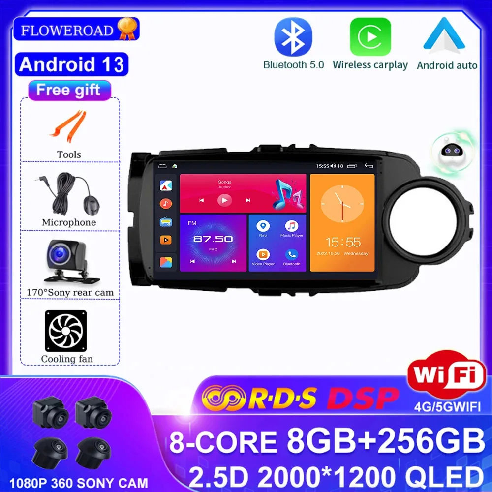 

Android 13 For Toyota Yaris 2012-2017 RHD Car Radio Multimedia Video Player Navigation GPS Built In Carplay Auto WIFI DSP BT IPS