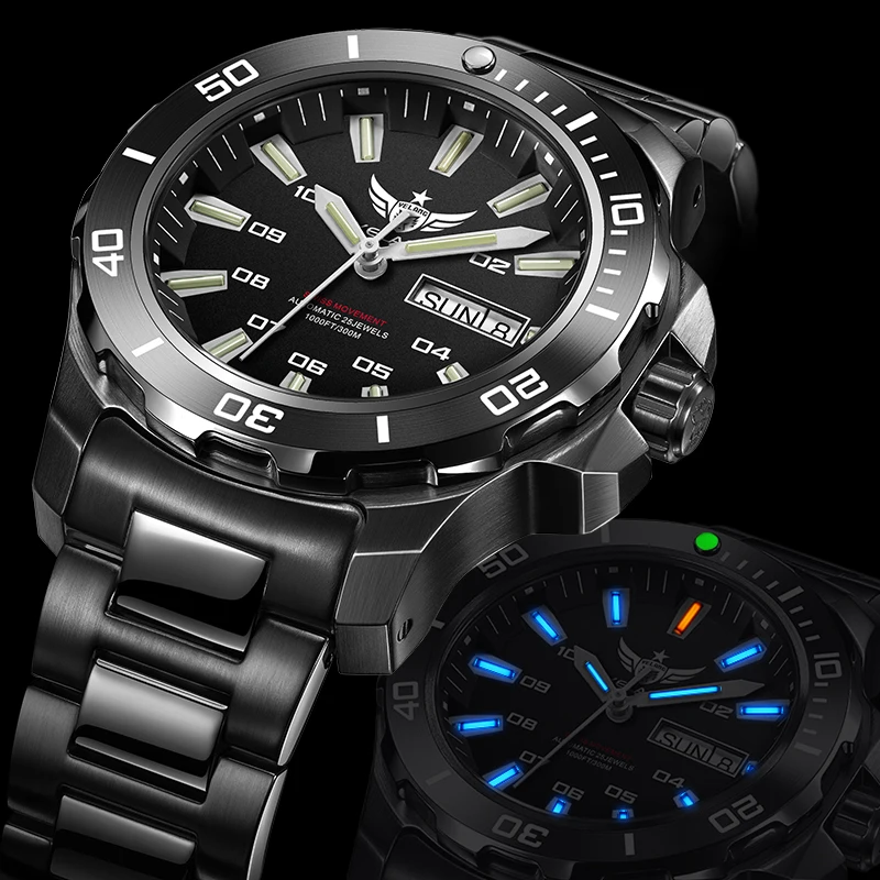 

Yelang V5.1 Men's Brand Watch 44mm Super Diving 300M WATERPROOF SW220 SWISS H3 Self Luminous Automatic Mechanical Diving Watch