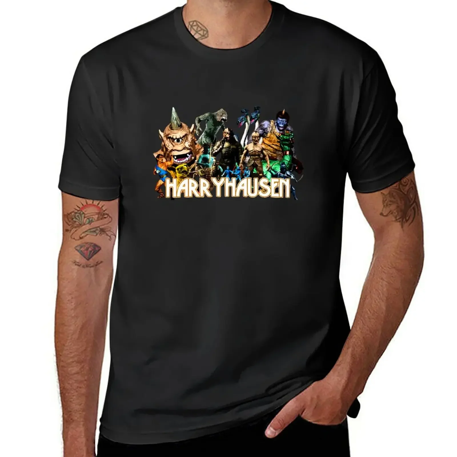 Camiseta de anime para hombre, ropa estética, blusa, Ray harryhaus Creature Tribute