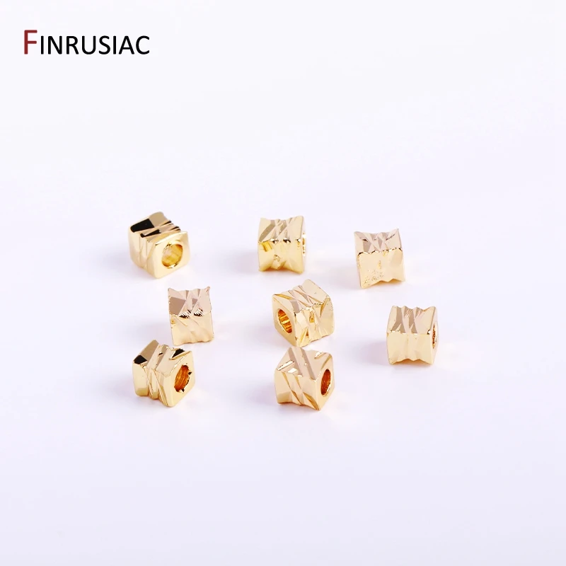 Gold Plated Brass Metal Cube Beads Saucer Beads Spacer Beads For Jewelry Making Supplies Necklace Making Findings Wholesale