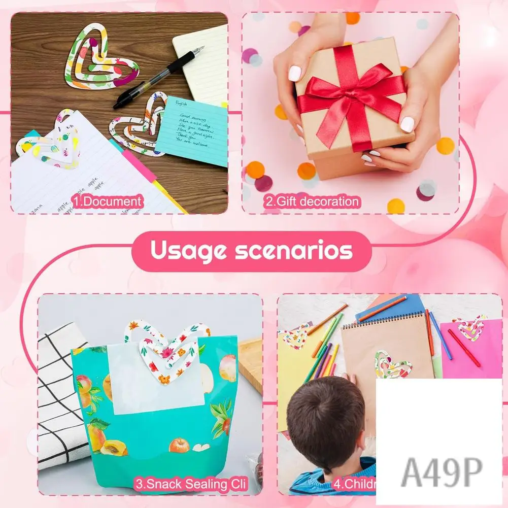 

P4-20 Pack Acrylic Heart Blank Sublimation Paper Clips, 3.1 X 2.7 Inch, Large Paperclip Crafting Mockups