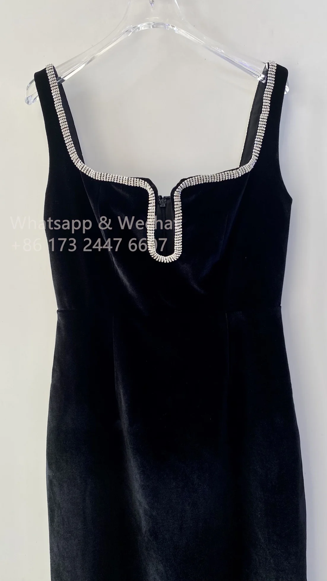 Self*P0rt* Summer 2024 Women Dress Crystal Velvet Black Dress Evening Elegant Ankle Length Slim Fit Sexy Club