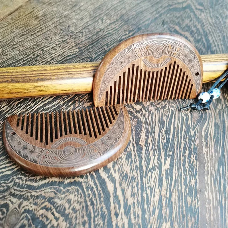 1 Pc Mahogany/black Sandalwood Comb Anti-static Delousing Beard Comb Health Massage Comb Styling Tools Beauty Accessories
