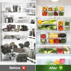 14 Pack Fridge Organizer, Stackable Refrigerator Organizer Bins with Lids, BPA-Free Fridge Organizers and Storage Containers