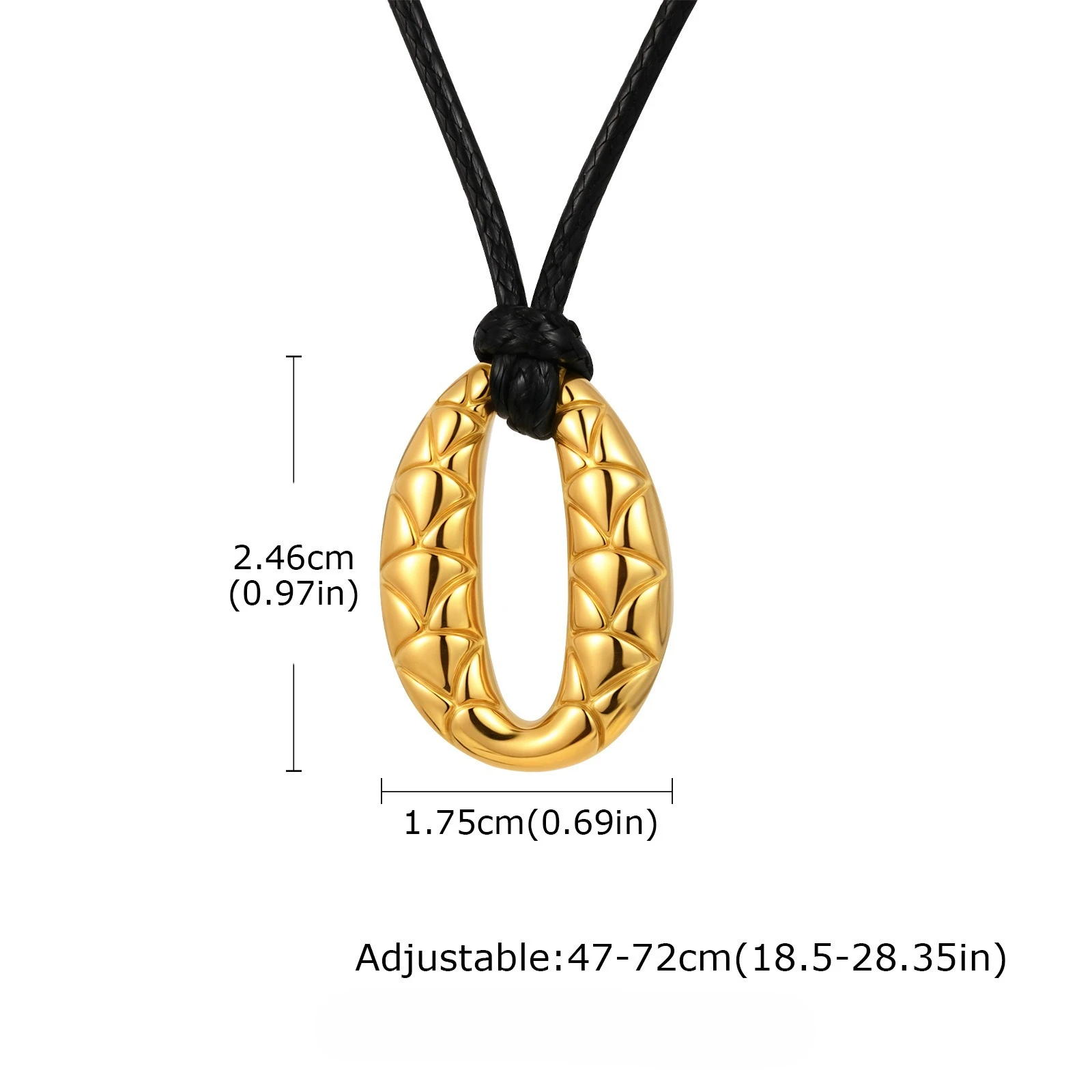 Goldene Fischschuppen Oval Anhänger Schwarz Wachs Seil Einstellbar Frauen Licht Luxus Mode Halsketten Schmuck – Detail 1
