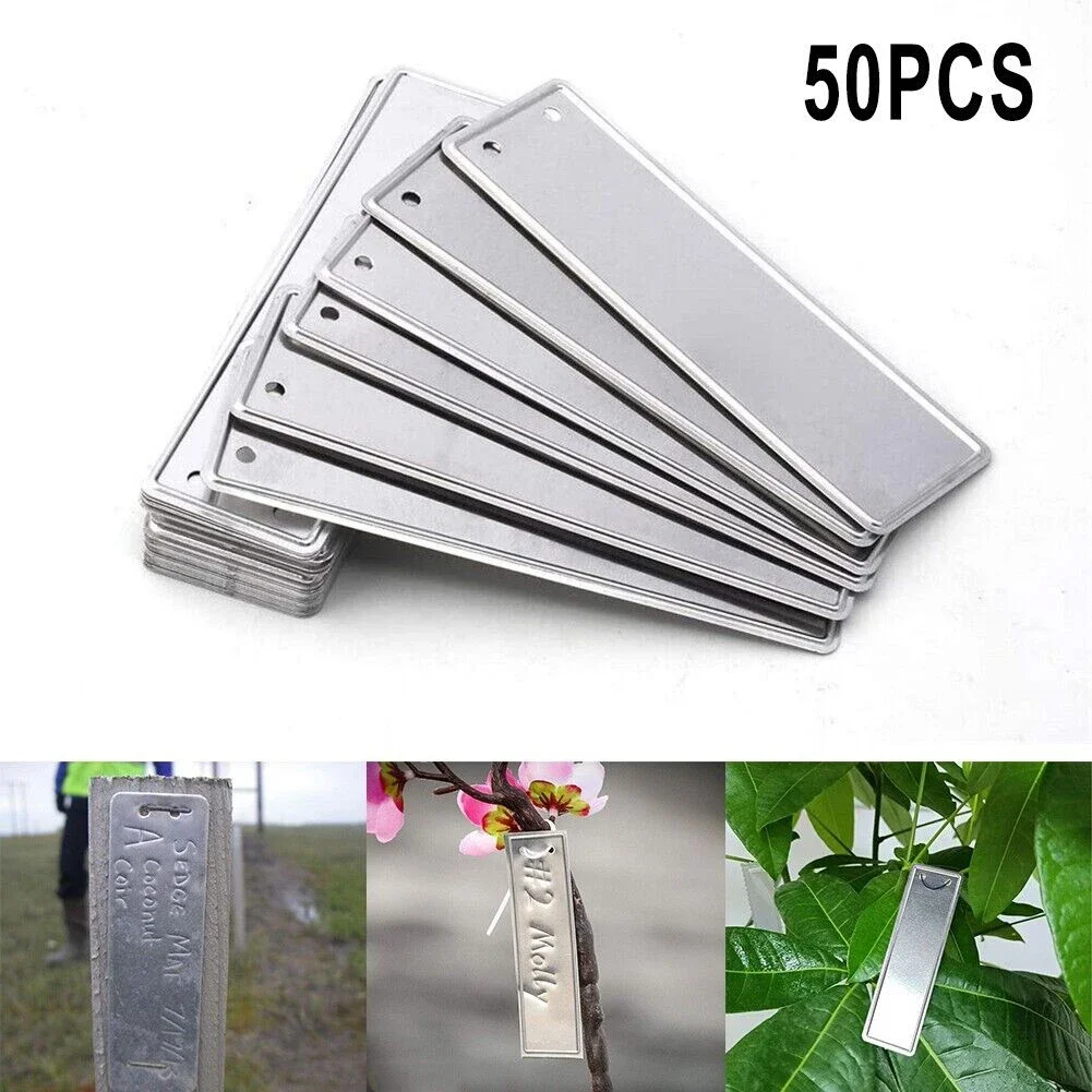 50pcs Aluminum Plant Labels Double Sided Metal Labels Tree ID Tag Water-proof Iron Wire Garden Supplies Plant Markers Labels