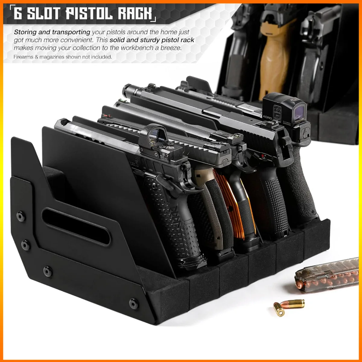 

Tactical Revolver Bracket Rack Stand Fit 4-12 of Most Long-Barreled Pistols Cushioned Foam to Protect Gun For airsoft hunting