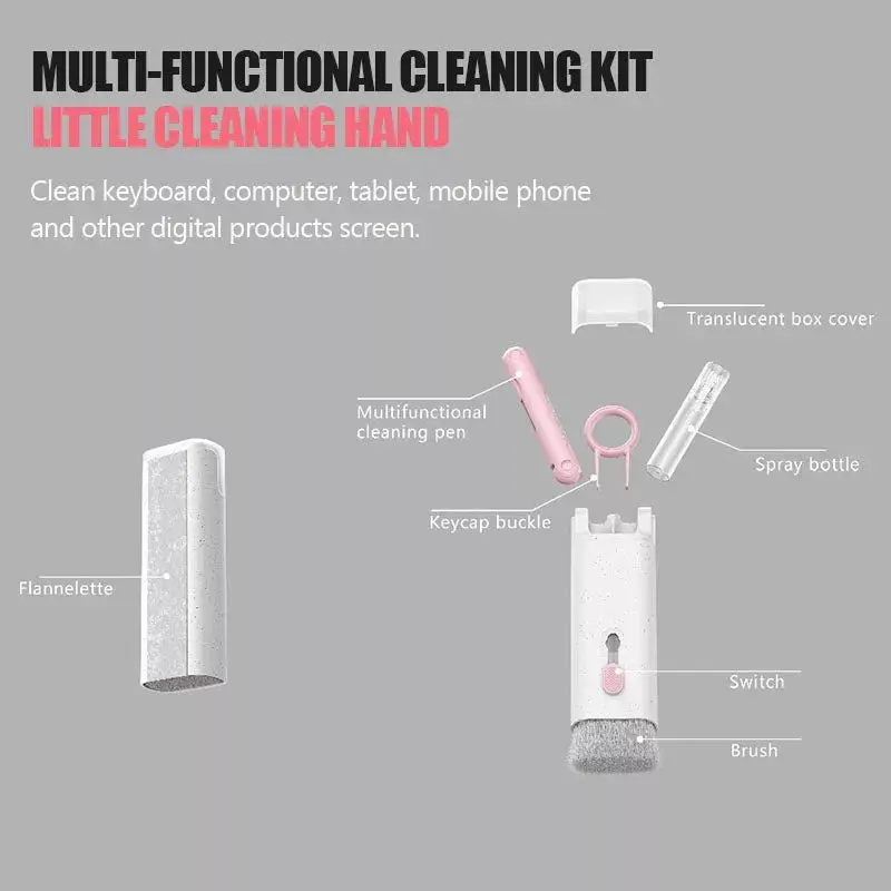 7 In 1 Cleaning Kit for Airpods Keyboard Cleaner Brush Bluetooth Headphone Keycap Clean Tools for Phone Laptops Tablet PC Airpod
