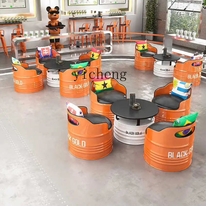 YXY Industrial Style Bar Oil Drum Table and Chair Set Clear Bar Iron Art Leisure Area Coffee Table