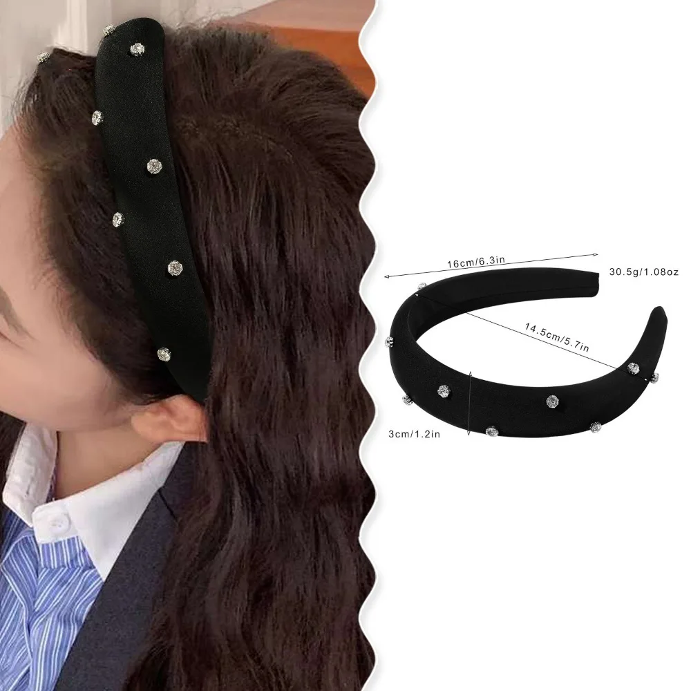 

Обруч для волос с водными бриллиантами и губкой, сверкающий сплошной цвет, повязка на голову для мытья лица, тюрбан с высоким черепом, корейская повязка для волос