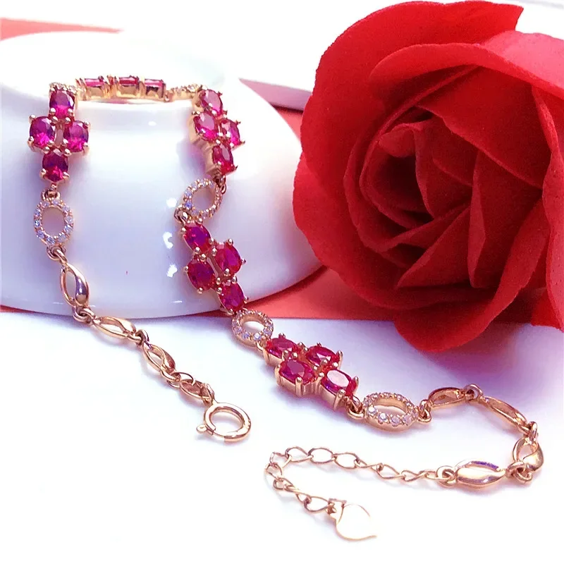 Creative and exquisite ruby inlaid bracelet for women palace style chain sparkling luxury bangles engagement jewelry