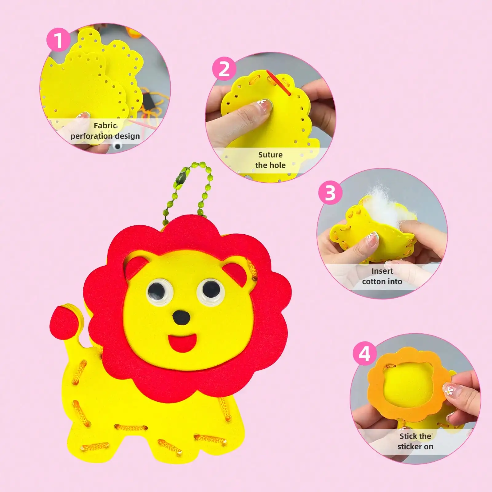 Children's Simple Sewing Set Handmade Art 8 Simple Doll Dolls with Keychain Accessories EVA Material Learning Embroidery Sewing - view 4