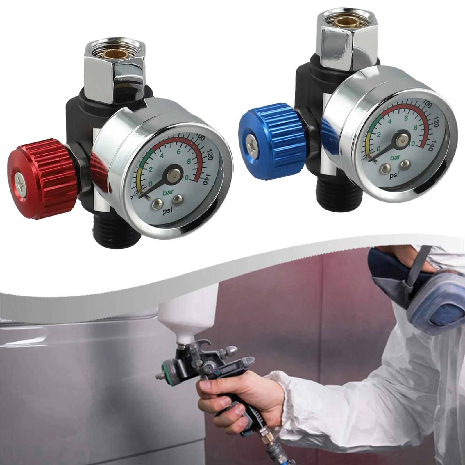 

87*48*45mm Pressure Control Kit 0-150 PSI Range Air Tool Accessories Aluminum Construction Automotive Painting For Air Tools