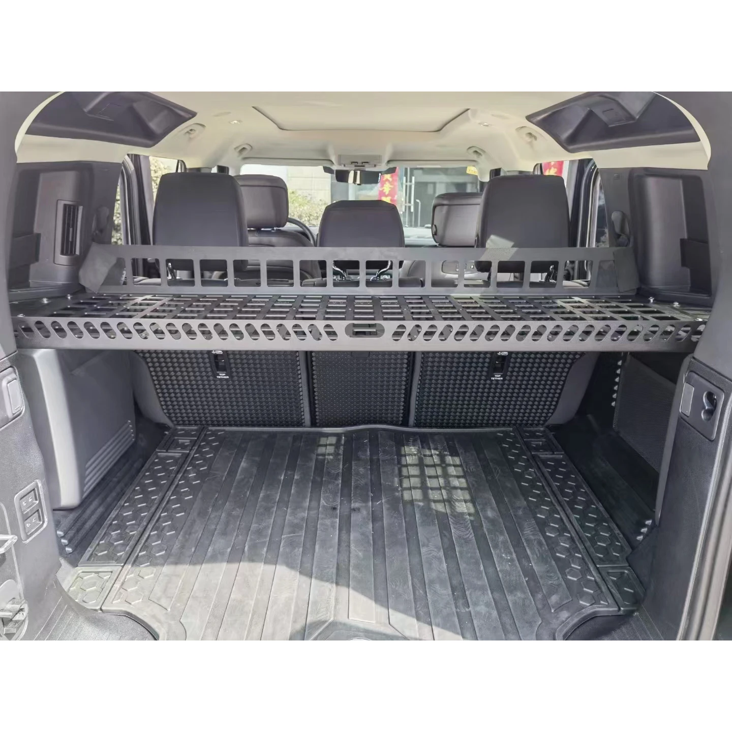 

Foldable Tailgate Table Al-Mg Alloy Rear Trunk Molle Panel Cargo Organizer Shelf Rack Tool for 2021 2022 Land Rover Defender