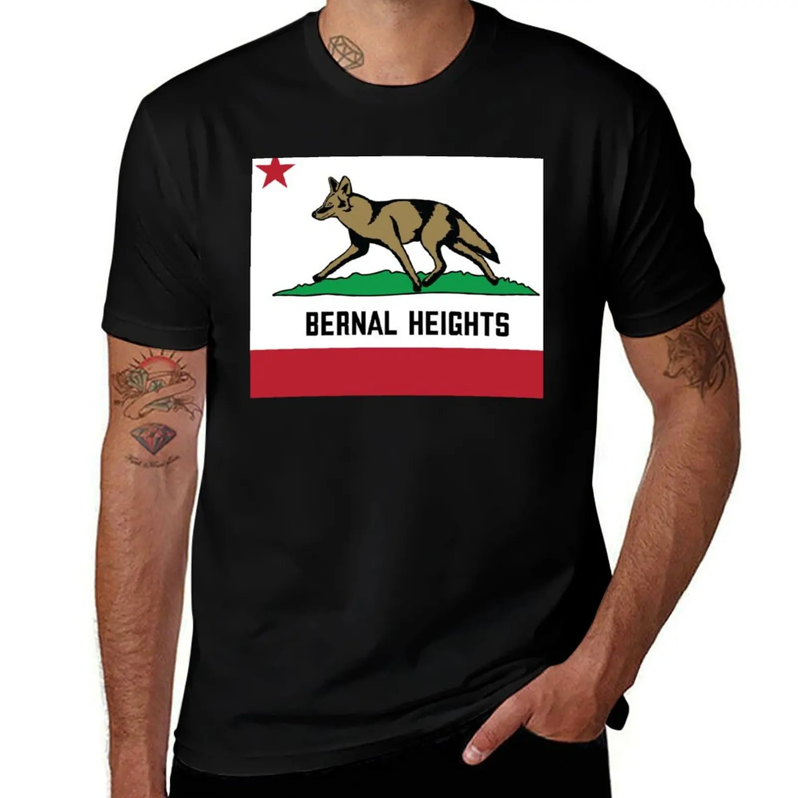Bernal Heights Coyote San Francisco California T-Shirt man t shirt designer T-Shirt