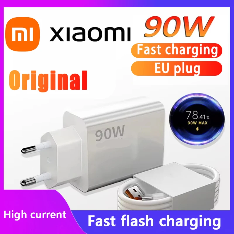 Оригинальное зарядное устройство Xiaomi, 90 Вт, быстрая зарядка, кабель для быстрой зарядки USB, адаптер для зарядки ЕС для Xiaomi 15 14 Ultra Redmi Note, новинка Оригинальное зарядное устройство Xiaomi, 90 Вт, быстрая зарядка, кабель для быстрой зарядки USB, адаптер для зарядки ЕС для Xiaomi 15 14 Ultra Redmi Note, новинка