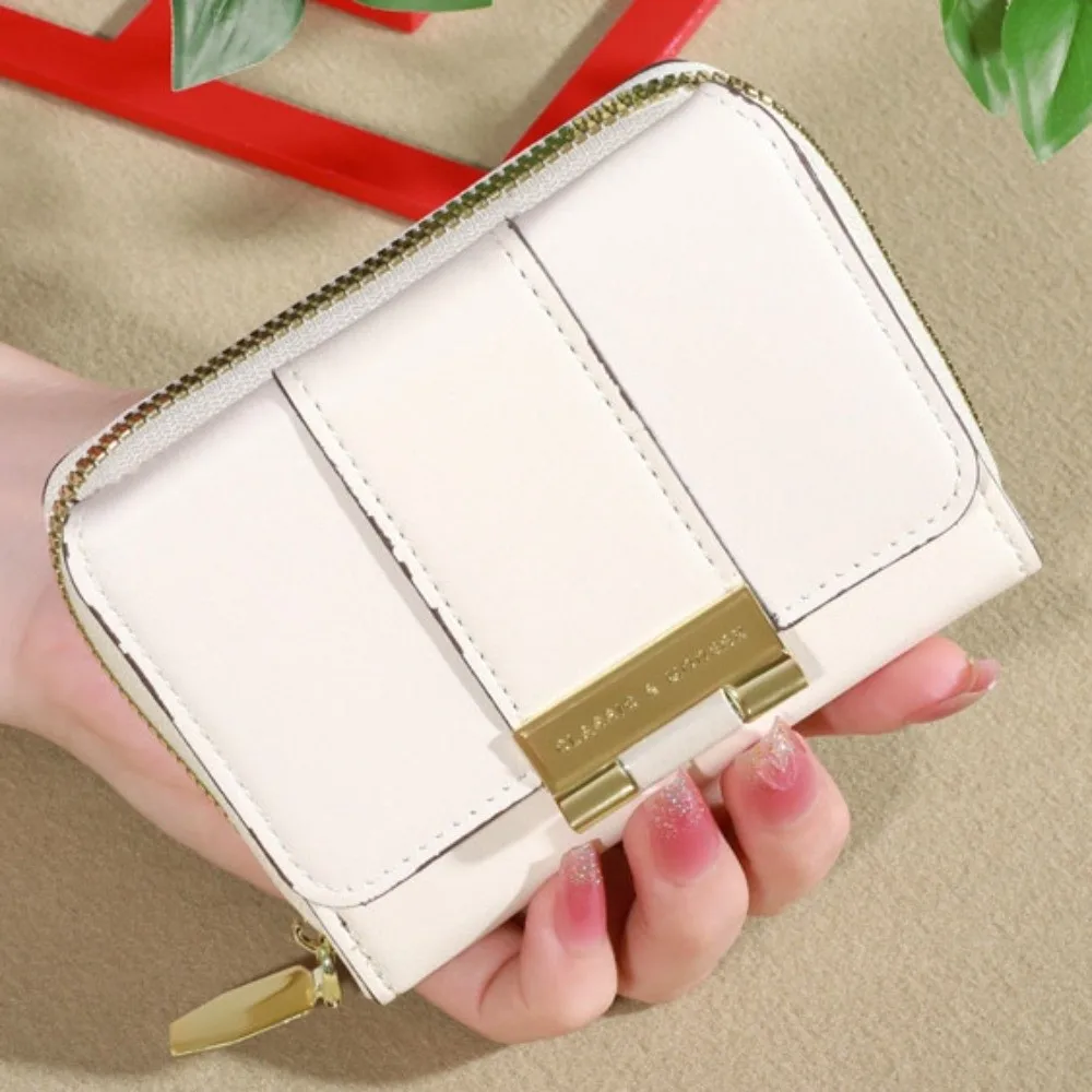 محفظة كاجوال بلون سادة قابلة للطي قصيرة من جلد البولي يوريثان وحامل بطاقات متعدد الوظائف ومحفظة عملات معدنية مربعة للسفر #3