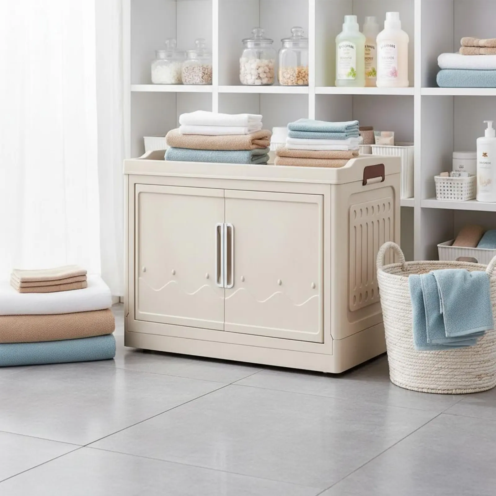 折りたたみ式収納キャビネット-組み立て不要-折りたたみ式プラスチックオーガナイザービン-多層収納ラック-防塵仕様-子供用