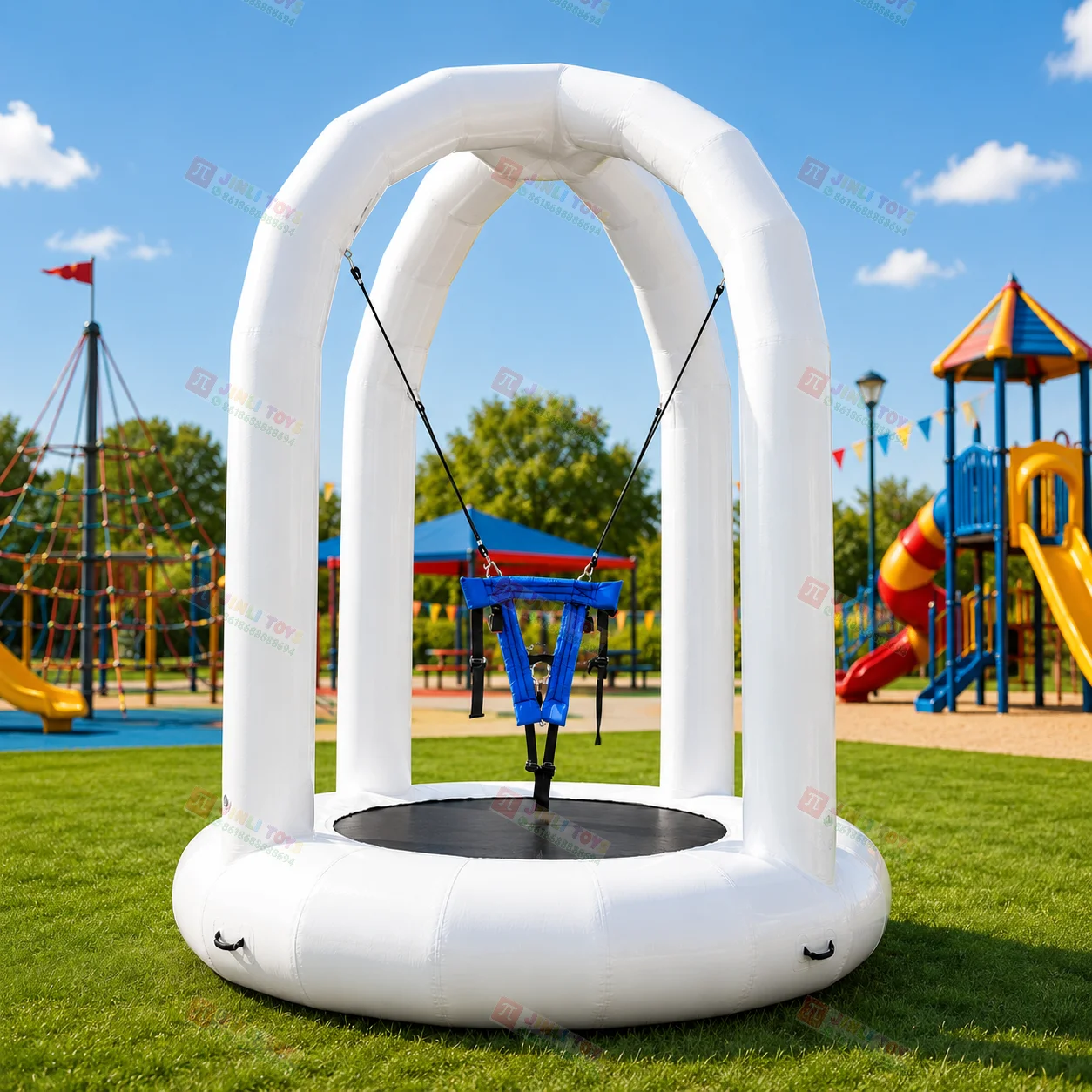 Kids Toys Jiji - Heavy‑Duty PVC Inflatable Bungee Trampoline Kid