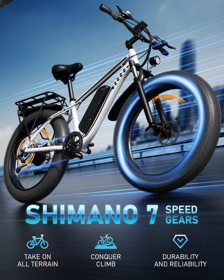 Electric Bike Peak 1500W 48V 15AH 26" Fat Tire Commuting ebike E Adults image 7