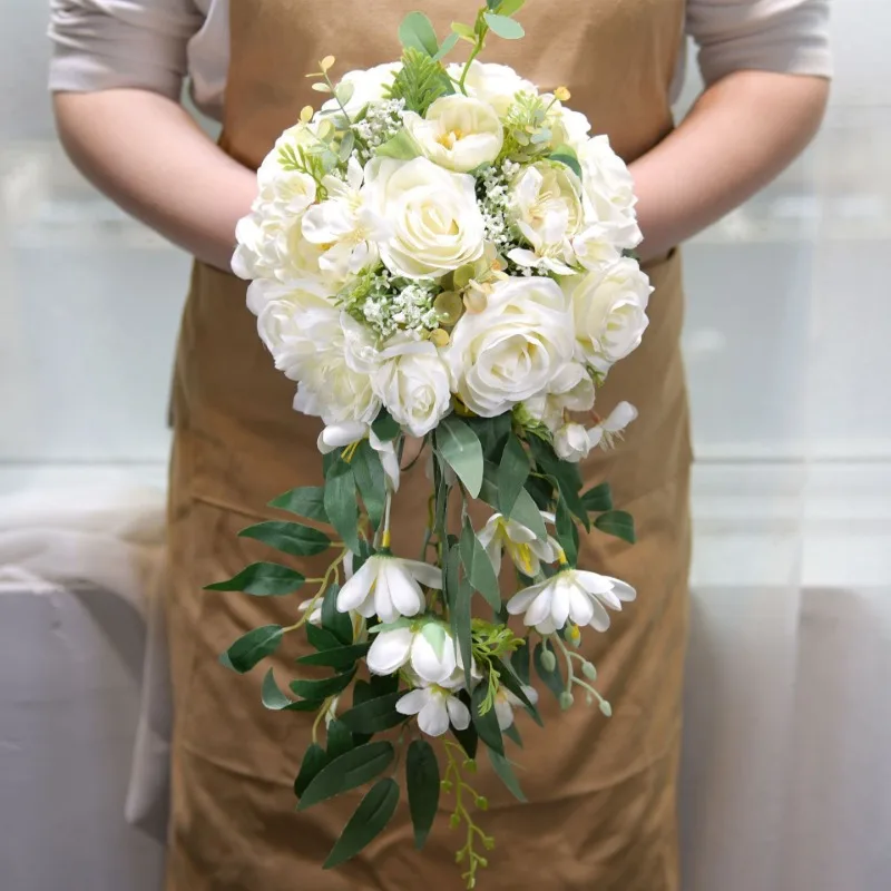 Bouquets de Mariage pour Demoiselle d'Honneur, avec Charnière en Cascade, pour Cérémonie de Mariage, Décor de la Journée de Léon, pour la Douche des Patients