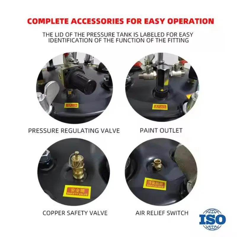 ارتفاع ضغط التلقائي دليل خلط الطلاء برميل الكربون الصلب خزان رذاذ هوائي لتطبيقات الطلاء ذات الضغط العالي