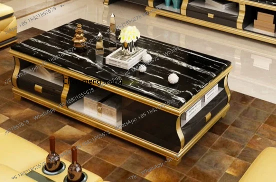 Light luxury marble coffee table TV cabinet combination black white Nordic modern simple living room