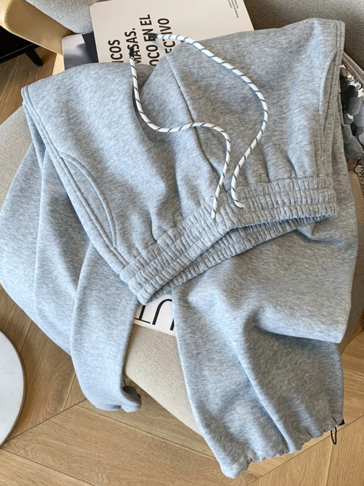 New Women High Waisted Straight Leg Loose Sports Wide Leg Pants Winter Korean Fashion Casual Loose Women's Thick Sports Pants