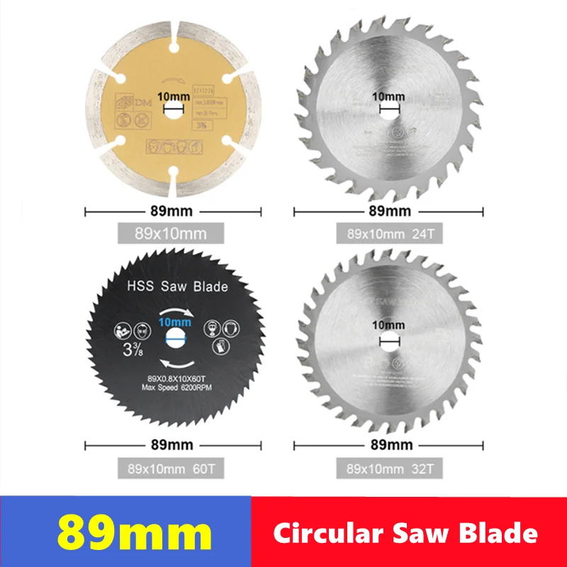 TCT saw blade 89x10mm wood cutting disc Hard alloy inclined circular saw blade, used for PVC plastic cutting woodworking tools