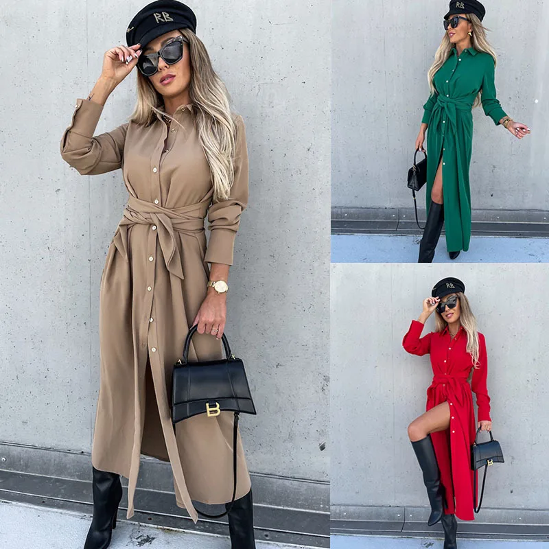 Woman Superior Quality Windbreak autumn/winter Single Breasted Long Sleeve Solid Color Ladies Coats Dropshipping LTHTD8618XH