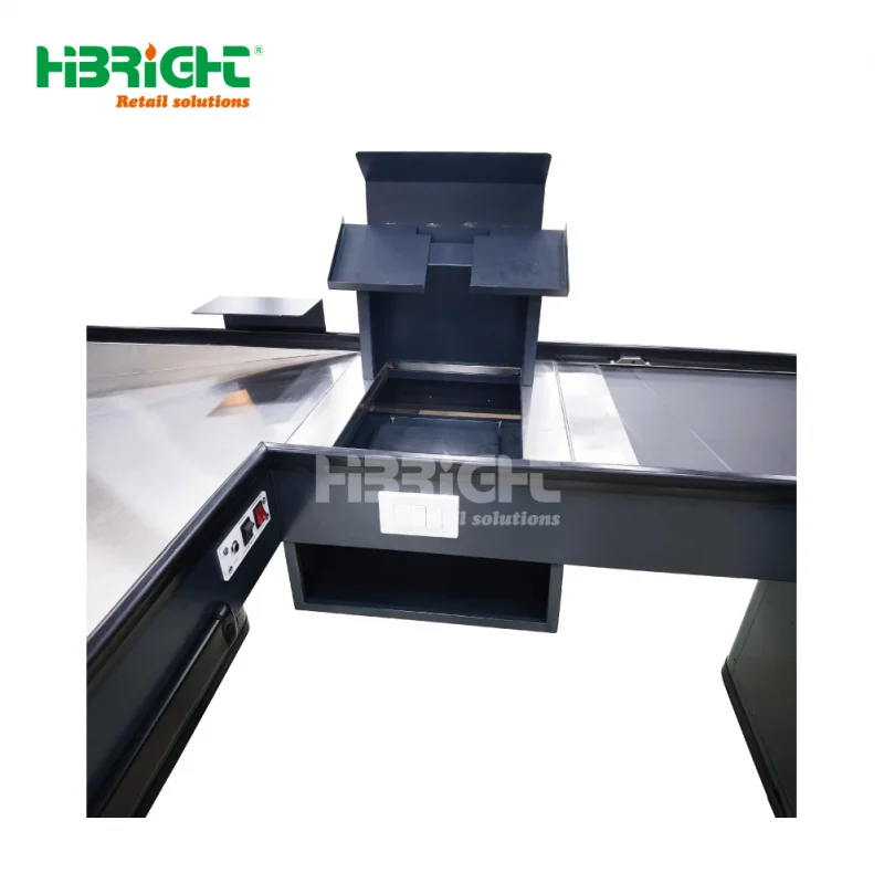 custom.Supermarket Checkout Counter With Belt Automatic Cash Register Retail Stores