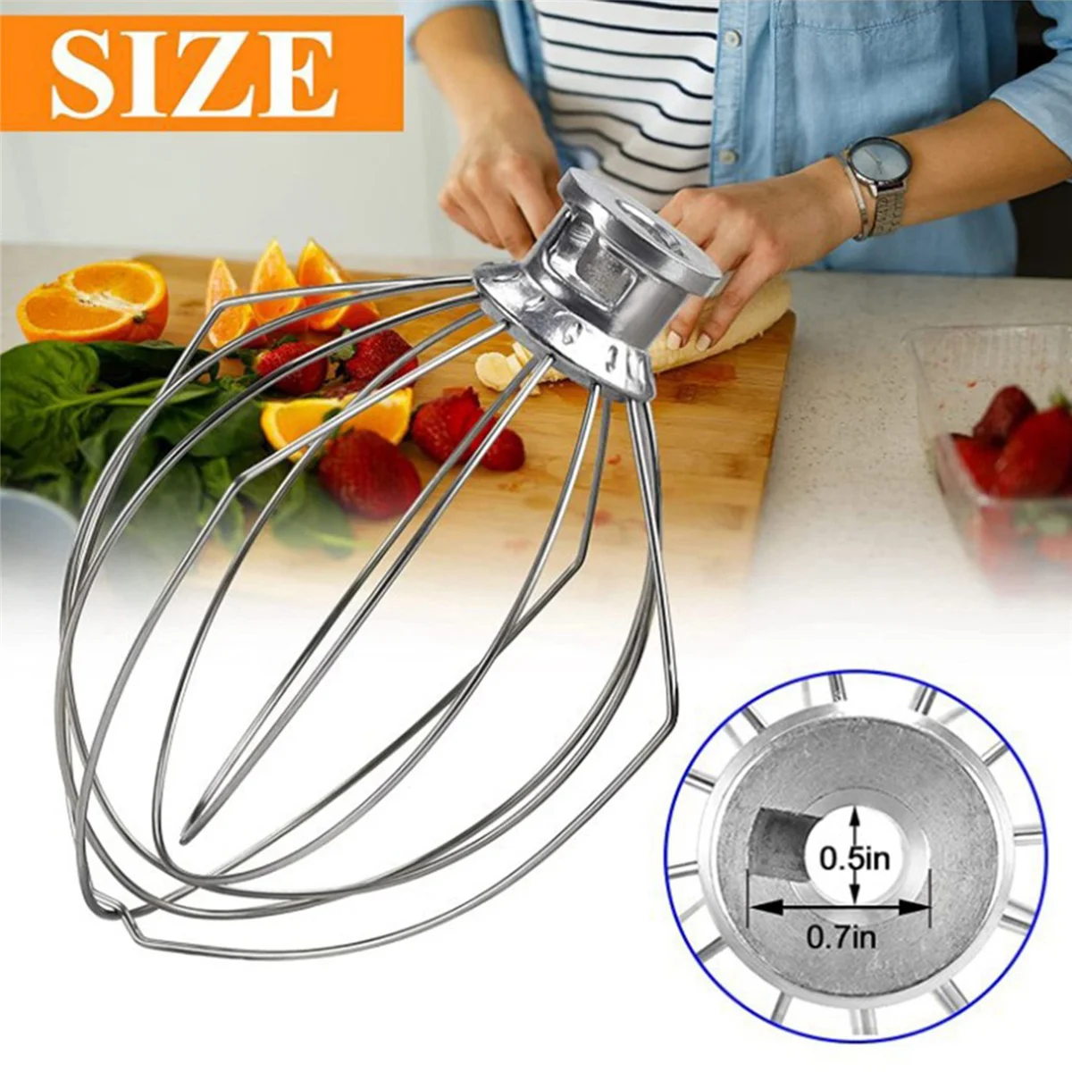 6X K5AWW Wire Whip Steel Wire Whisk Stainless Steel Egg Beater Mixer Mixing Head 5QT for American