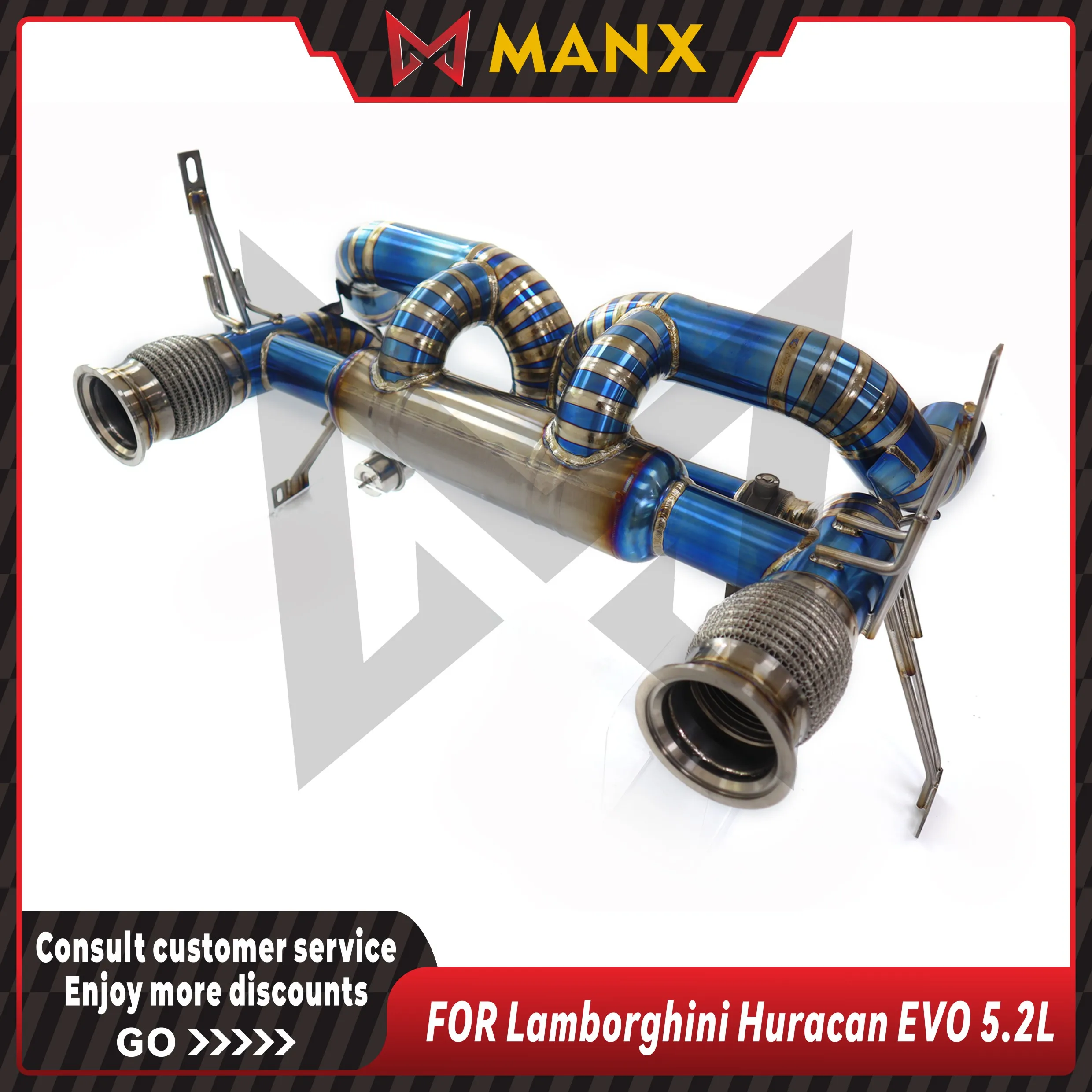 

Suitable for Lamborghini Huracan EVO 2019+ 5.2 v10 Ti alloy bluing Catback Muffler With Valve Performance Exhaust System