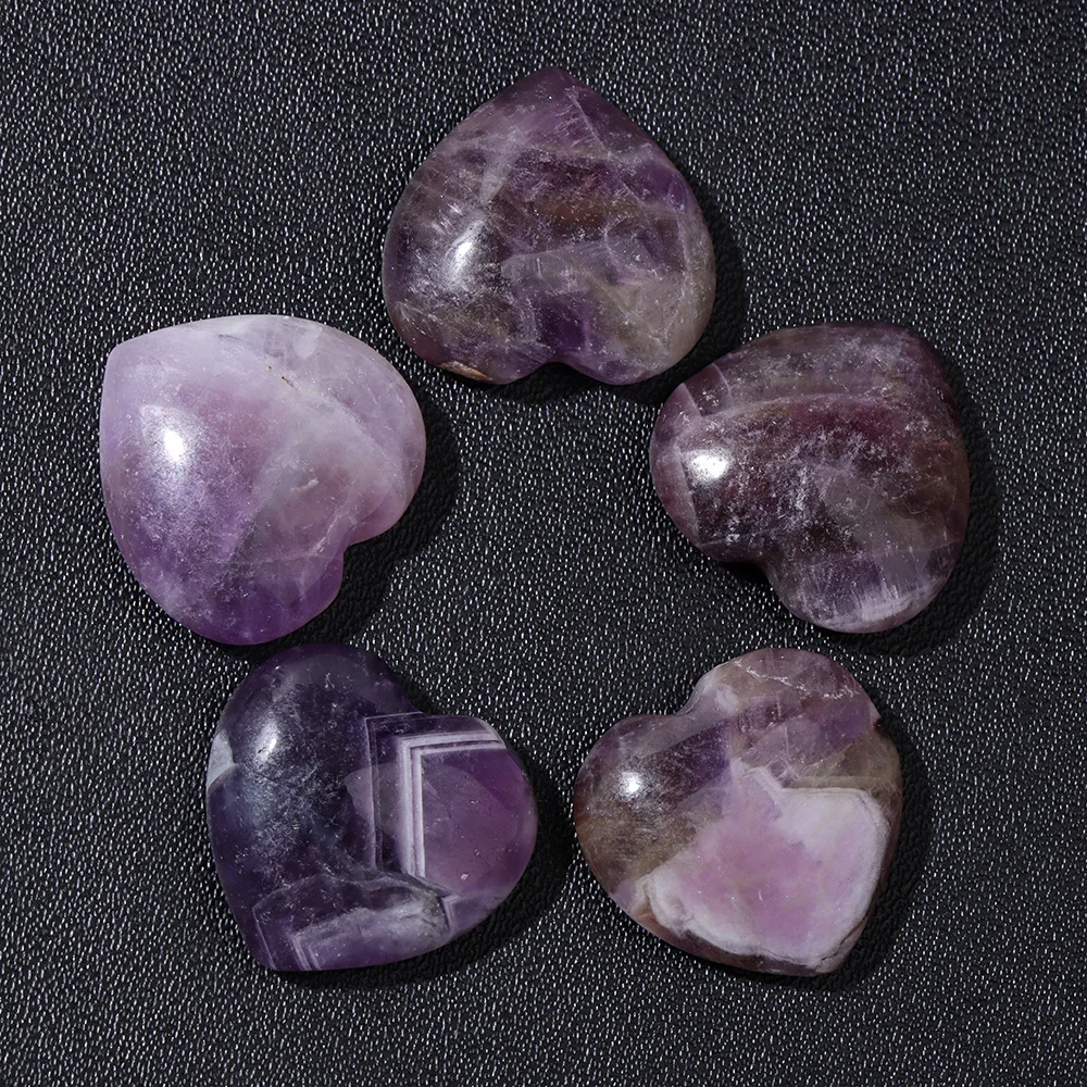 5PCS Stone Carved Heart Shape Chakra Stone Ornaments Healing Energy  Jaspers Agates Statue Home Wedding Decoration Crafts
