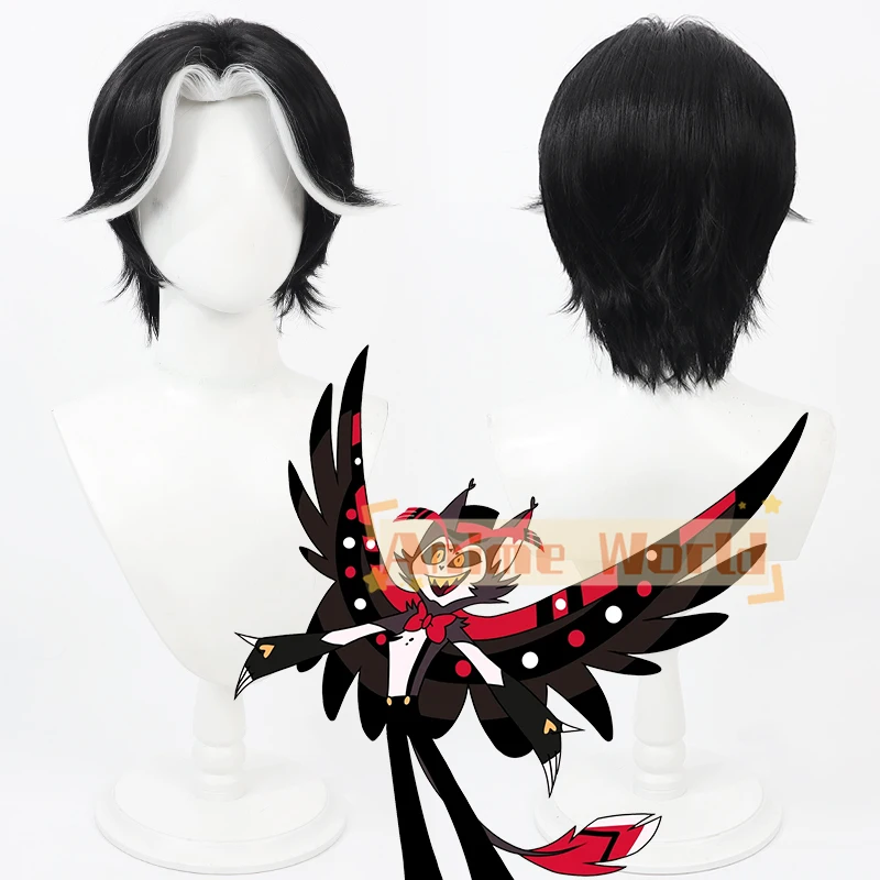 Game Hazbin Husk Cosplay Anime Hotel Husk Cosplay Wig Short Heat Resistant Synthetic Hair Halloween