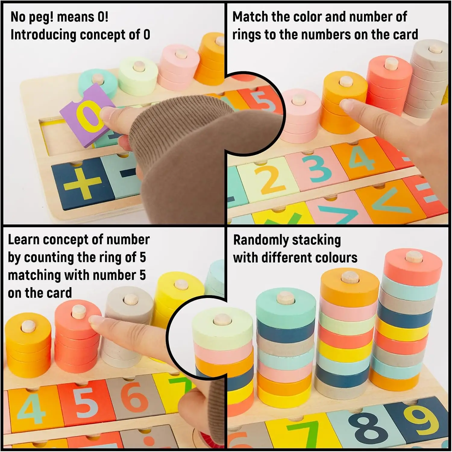 Wooden Toys for Toddlers, Shape Sorter Montessori Stacking Toys Educational Recognition Number Puzzle, Early Preschool Learning