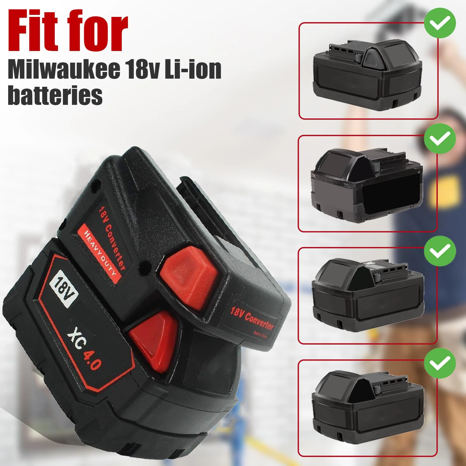 Adapter M18V18 for Milwaukee M18 18V Battery To for Milwaukee V18 48-11-1830 48-11-2200 48-11-2230 18V NI-CD Tool with USB Port