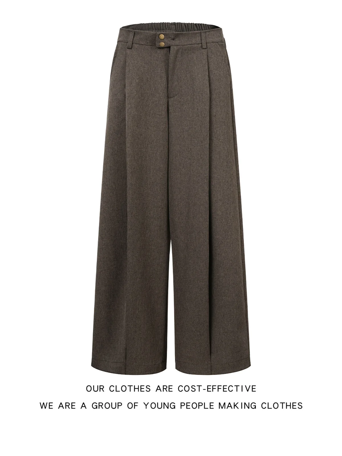 

Loose Fit Brown Men's Suit Pants American Style Casual Youth Trend Spring Season Pure Color No Brand Registered Trademark