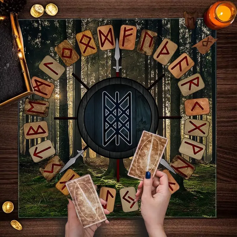 Nordic Forest Rune Taliot Tablecloth Altar Divination Spiritual Underworld Desktop Layout 50 75 110 137cm