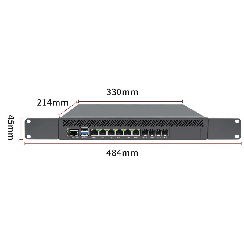 Topton 1U Rack Mounted Firewall Mini PC Atom C3758 C3808 C3958 4*10G SFP 6*1G LAN DDR4 NVMe PfSense OPNsense NAS Server