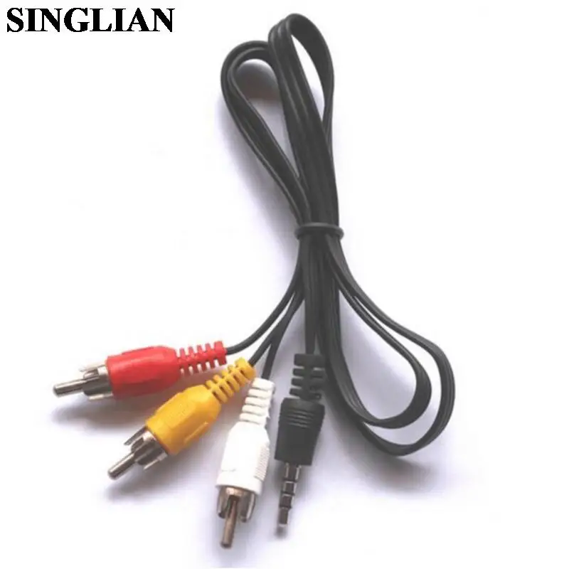 1Set 3.5 Head To 3 Lotus Head Male Line Audio And Video 1 Points 3AV Line TV Output One Point Three Lotus Line