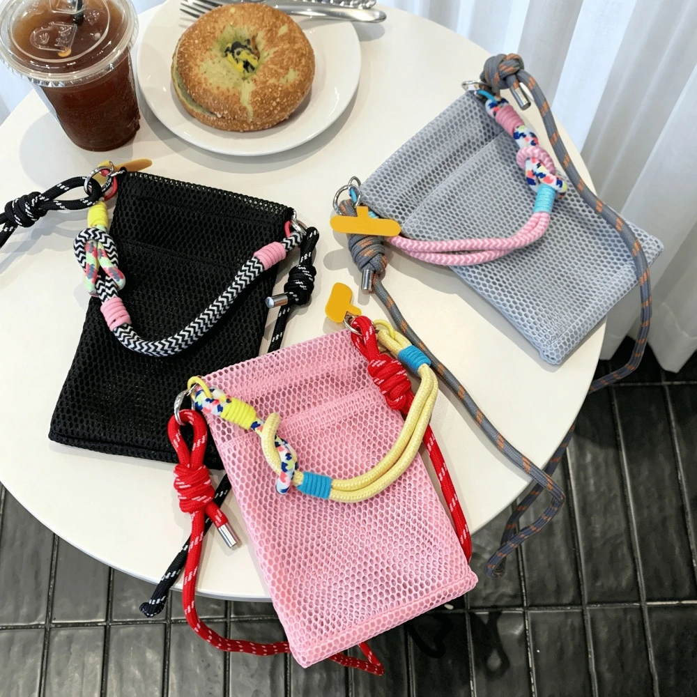 Summer Mesh Crossbody Bag Soft Mini Phone Wallet Multifunctional Square Shoulder Bag Crossbody Purse Outdoor Beach Messenger Bag view 5